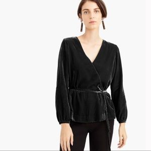 New J. Crew Tall Faux-wrap top in drapey velvet